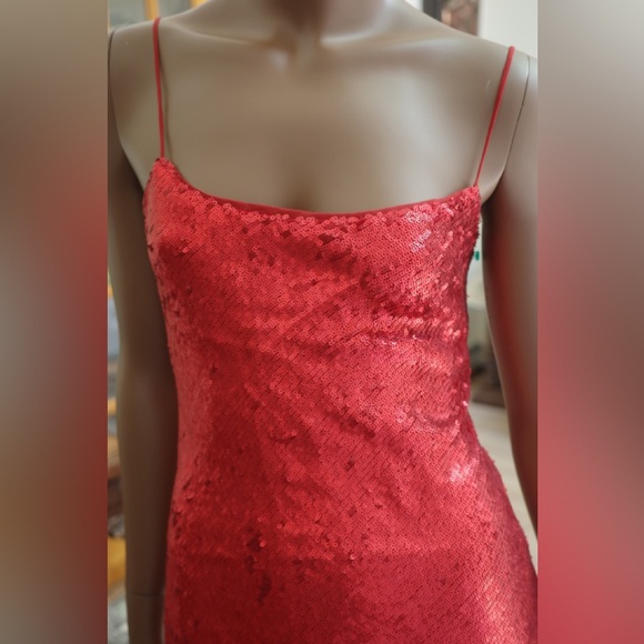 Zara sequin red spaghetti dress XS - Picture 3 of 10
